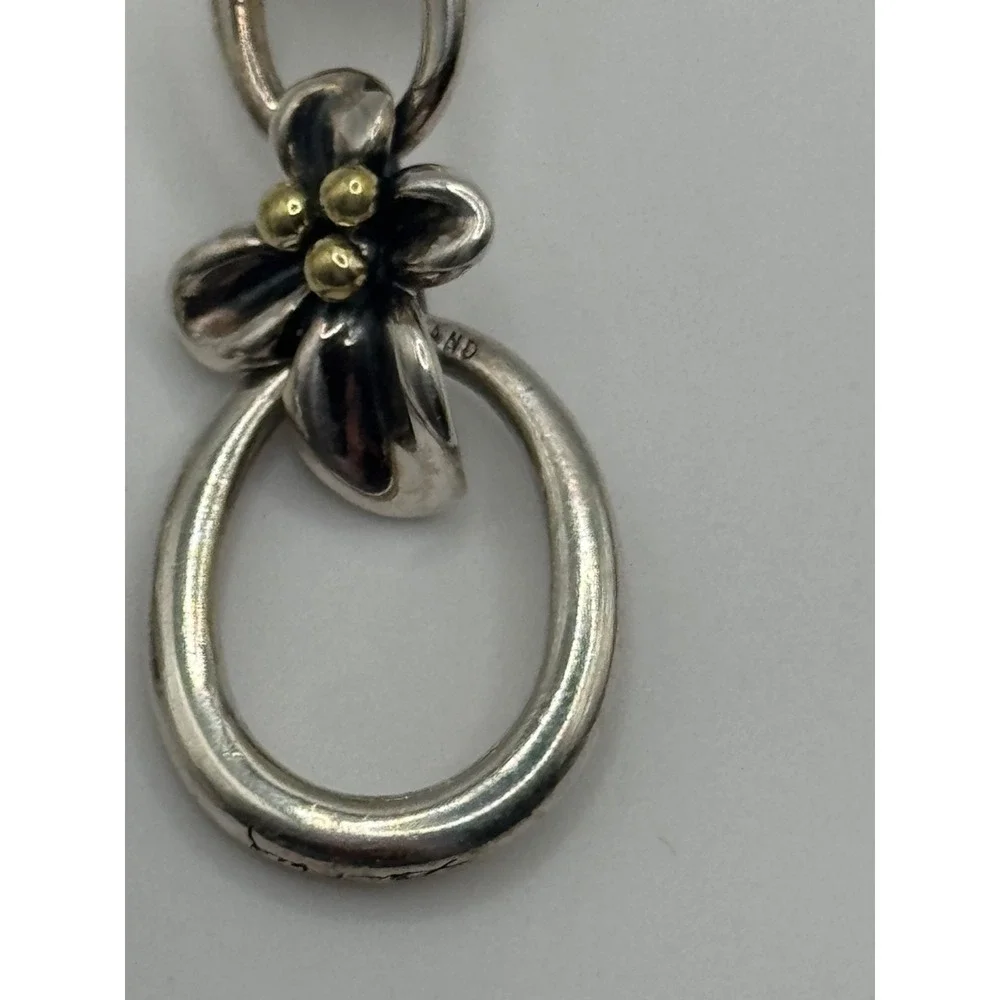Ann King Sterling Silver 18K Accent Flower Floral Dangle Earrings